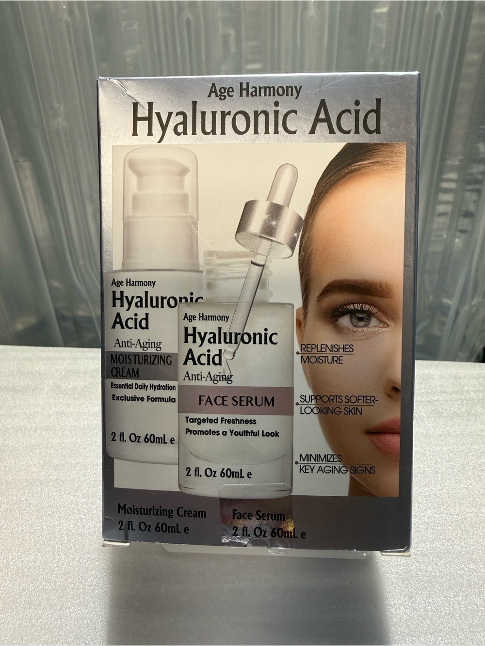 Age Harmony Hyaluronic Acid Anti-Aging Serum & Moisturizing Cream Set NEW Sealed